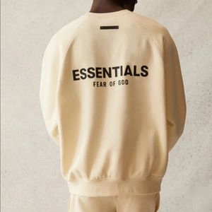 NWT FOG Fear of God ESSENTIALS SS21 Cream Crew Neck Sweater Sz L
